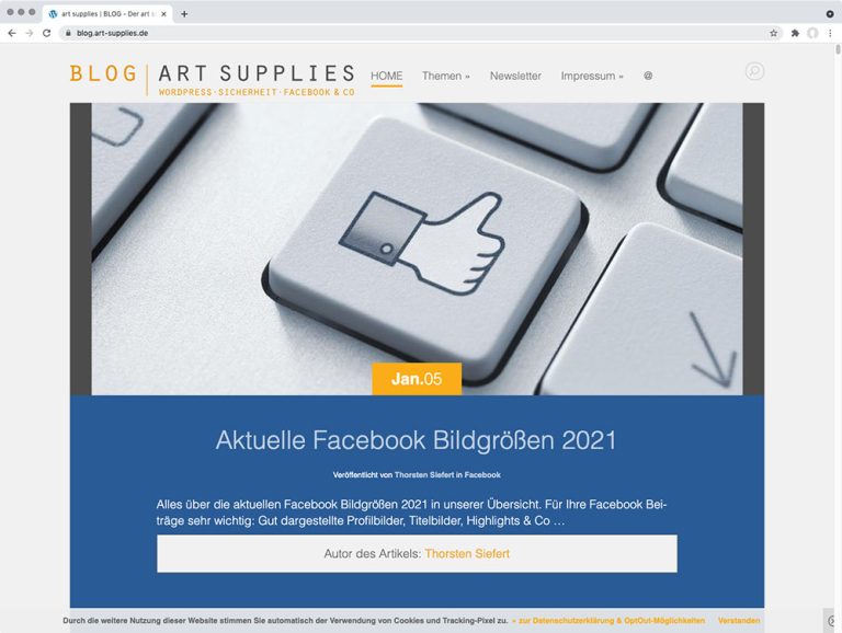 blog.art-supplies.de | WordPress, Sicherheit, Facebook & Co